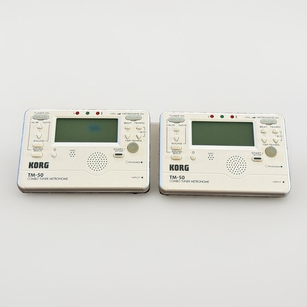 Lot Of 2 Korg TM-50 Tuner Metronome Combo White Tested Working